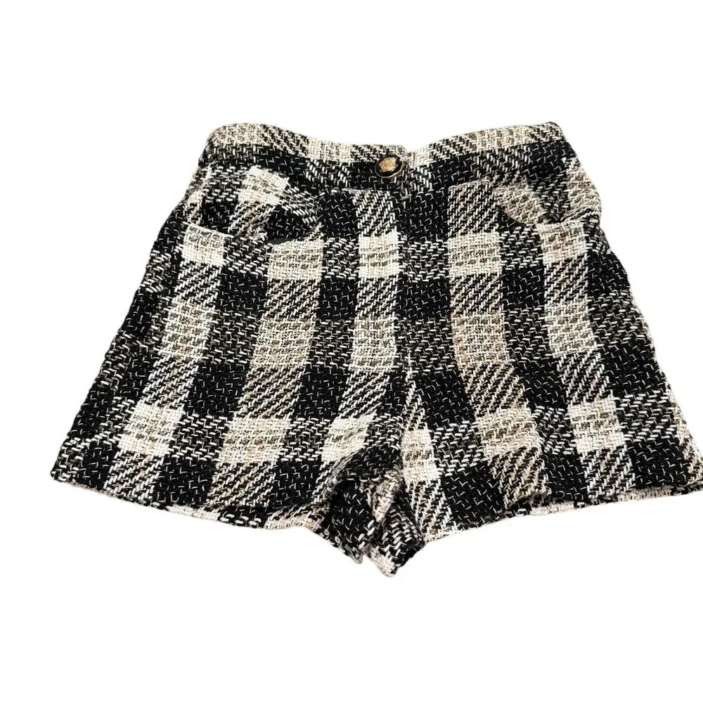 Zara Black and White Tweed Size XS Shorts